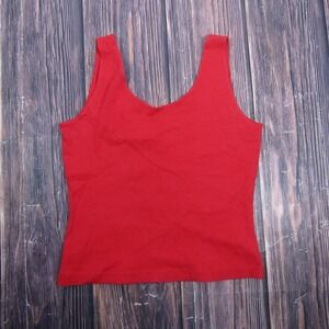 Betty Blue Tank Top Womens Large Red Scoop Neck Stretch Basic Cotton Jersey